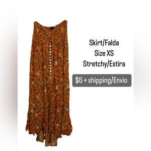 Size CS high waist skirt. Has stretch. Can probably fit a medium.